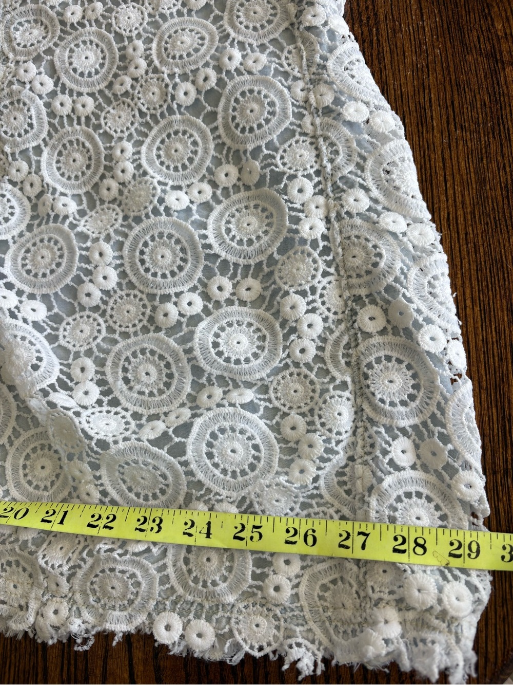 POL Lace Light Wash Denim Midi Maxi Skirt Crochet Medium Boho Coastal Cowgirl - Picture 15 of 15